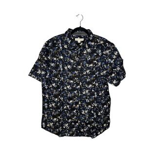 Tricots St Raphael Men's XL Black Floral Print Short Sleeve Casual Shirt NWT‎